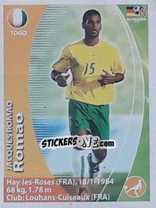 Cromo Jacques-Alaixys Romao - Mundial Alemania 2006. Ediciòn Extraordinaria - Navarrete