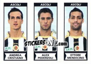 Sticker Andrea Cristiano / Alex Pederzoli / Ettore Mendicino - Calciatori 2010-2011 n. 494 - Panini