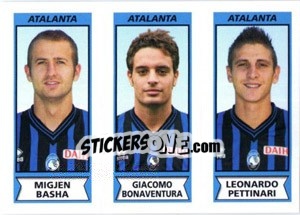 Cromo Migjen Basha / Giacomo Bonaventura / Leonardo Pettinari - Calciatori 2010-2011 - Panini