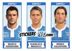 Sticker Marco Gorzegno / Gianluca Musacci / Mirko Valdifiori - Calciatori 2010-2011 n. 522 - Panini