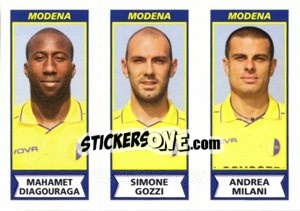Sticker Mahamet Diagouraga / Simone Gozzi / Andrea Milani - Calciatori 2010-2011 n. 551 - Panini