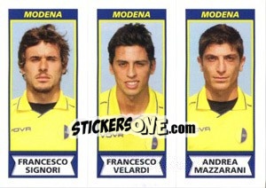 Sticker Francesco Signori / Francesco Velardi / Andrea Mazzarani - Calciatori 2010-2011 n. 553 - Panini