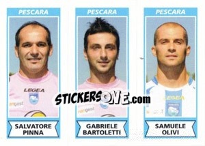 Sticker Salvatore Pinna / Gabriele Bartoletti / Samuele Olivi - Calciatori 2010-2011 n. 573 - Panini