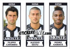 Sticker Filippo Carobbio / Alessio Sestu / Pedro Kamata - Calciatori 2010-2011 n. 613 - Panini
