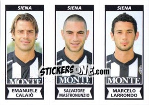 Sticker Emanuele Calaio / Salvatore Mastronunzio / Marcelo Larrondo - Calciatori 2010-2011 n. 615 - Panini