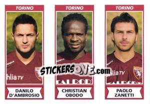 Sticker Danilo D'Ambrosio / Christian Obodo / Paolo Zanetti - Calciatori 2010-2011 n. 620 - Panini