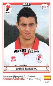 Sticker Jaime Romero (Bari) - Calciatori 2010-2011 n. A1 - Panini