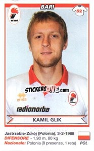 Sticker Kamil Glik (Bari) - Calciatori 2010-2011 - Panini