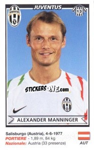 Sticker Alexander Manninger (Juventus) - Calciatori 2010-2011 - Panini