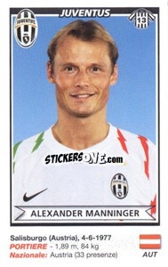 Sticker Alexander Manninger (Juventus) - Calciatori 2010-2011 n. A41 - Panini