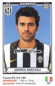 Sticker Andrea Barzagli (Juventus) - Calciatori 2010-2011 n. A44 - Panini