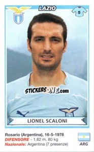 Figurina Lionel Scaloni (Lazio) - Calciatori 2010-2011 - Panini