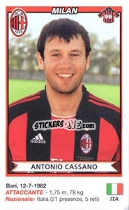 Sticker Antonio Cassano (Milan) - Calciatori 2010-2011 n. A53 - Panini