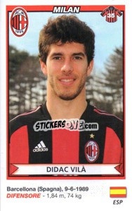 Cromo Didac Vila (Milan) - Calciatori 2010-2011 - Panini
