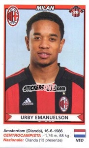 Cromo Urby Emanuelson (Milan) - Calciatori 2010-2011 - Panini