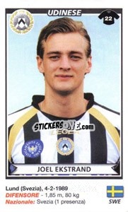 Cromo Joel Ekstrand (Udinese) - Calciatori 2010-2011 - Panini