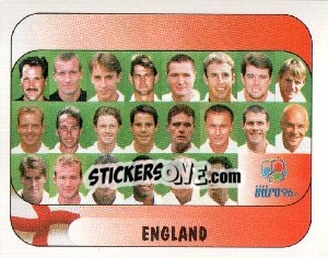 Sticker England Team - UEFA Euro England 1996 - Merlin