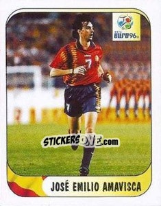 Sticker Jose Emilio Amavisca - UEFA Euro England 1996 - Merlin