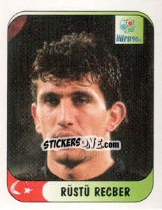 Sticker Rustu Recber - UEFA Euro England 1996 - Merlin