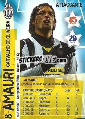 Sticker Amauri - Juventus. I Piu Forti Siamo Noi n. 27 - Edibas