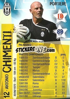 Sticker Antonio Chimenti - Juventus. I Piu Forti Siamo Noi - Edibas