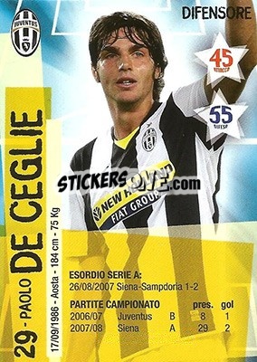 Sticker Paolo De Ceglie - Juventus. I Piu Forti Siamo Noi - Edibas