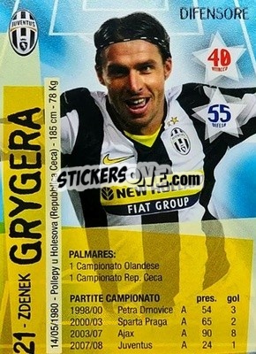 Sticker Zdenek Grygera - Juventus. I Piu Forti Siamo Noi - Edibas