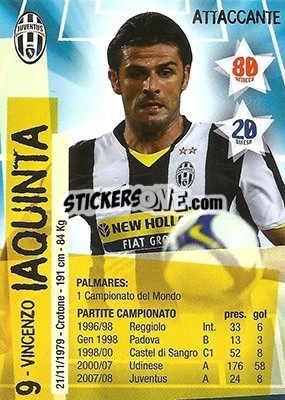 Sticker Vincenzo Iaquinta - Juventus. I Piu Forti Siamo Noi n. 37 - Edibas
