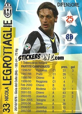 Sticker Nicola Legrottaglie - Juventus. I Piu Forti Siamo Noi n. 39 - Edibas