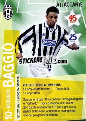 Cromo Roberto Baggio - Juventus. I Piu Forti Siamo Noi - Edibas