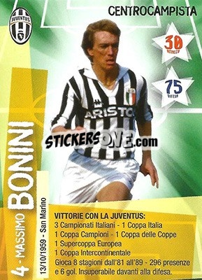 Cromo Massimo Bonini - Juventus. I Piu Forti Siamo Noi - Edibas