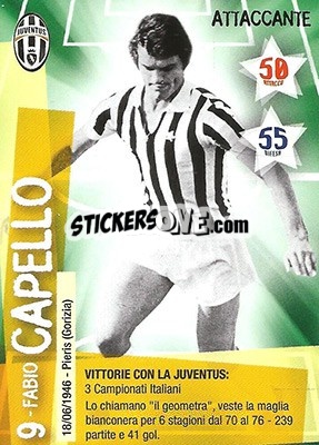 Cromo Fabio Capello - Juventus. I Piu Forti Siamo Noi - Edibas