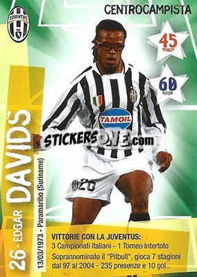 Cromo Edgar Davids - Juventus. I Piu Forti Siamo Noi - Edibas