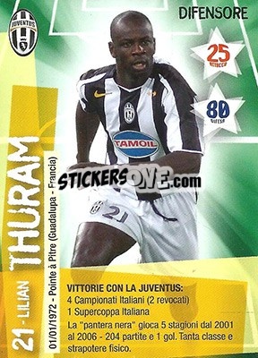 Sticker Lilian Thuram - Juventus. I Piu Forti Siamo Noi - Edibas