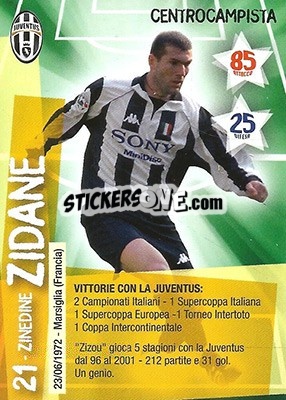 Cromo Zinedine Zidane - Juventus. I Piu Forti Siamo Noi - Edibas