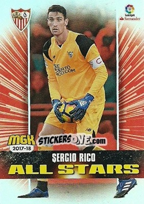 Sticker Sergio Rico - Liga 2017-2018. Megacracks n. 484 - Panini