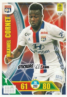 Sticker Maxwel Cornet - FOOT 2017-2018. Adrenalyn XL n. 137 - Panini