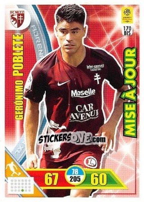 Sticker Gerónimo Poblete - FOOT 2017-2018. Adrenalyn XL n. 170bis - Panini