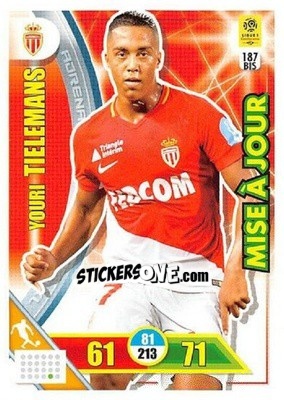 Sticker Youri Tielemans - FOOT 2017-2018. Adrenalyn XL n. 187bis - Panini