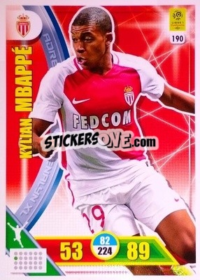 Sticker Kylian Mbappé - FOOT 2017-2018. Adrenalyn XL n. 190 - Panini