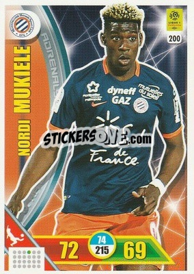 Sticker Nordi Mukiele - FOOT 2017-2018. Adrenalyn XL n. 200 - Panini