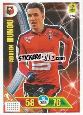 Sticker Adrien Hunou - FOOT 2017-2018. Adrenalyn XL n. 286 - Panini