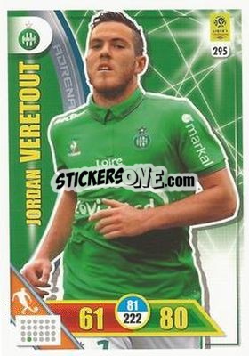 Sticker Jordan Veretout - FOOT 2017-2018. Adrenalyn XL n. 295 - Panini