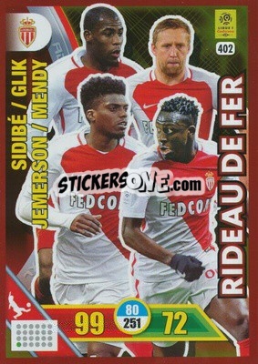 Sticker Sidibé / Glik / Jemerson / Benjamin Mendy - FOOT 2017-2018. Adrenalyn XL n. 402 - Panini