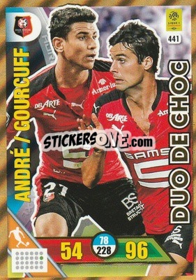 Sticker Yoann Gourcuff / Benjamin André - FOOT 2017-2018. Adrenalyn XL n. 441 - Panini