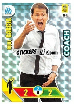 Sticker Rudi Garcia - FOOT 2017-2018. Adrenalyn XL n. 480 - Panini