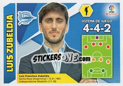 Sticker ENTRENADOR ALAVéS - Luis Zubeldia (2) - Liga Spagnola 2017-2018 - Colecciones ESTE