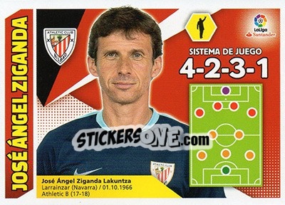 Sticker ENTRENADOR ATHLETIC CLUB - José Ángel Ziganda (4) - Liga Spagnola 2017-2018 - Colecciones ESTE