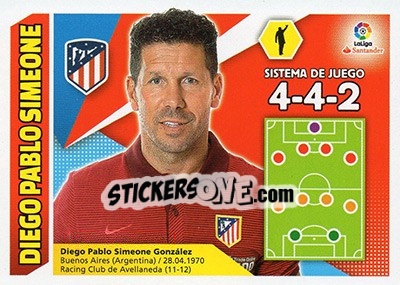 Sticker ENTRENADOR ATLéTICO DE MADRID - Diego Simeone (6) - Liga Spagnola 2017-2018 n. 6 - Colecciones ESTE