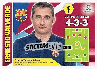 Sticker ENTRENADOR FC BARCELONA - Ernesto Valverde (8) - Liga Spagnola 2017-2018 - Colecciones ESTE